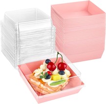 Kucoele 50 Pack Small Charcuterie Boxes With Clear Lids, To Go Paper, Pink - £30.33 GBP