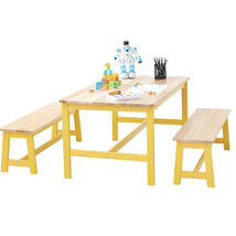 VEVOR Kids Table and Bench Set, Table and Chair Set of 3, Wood Activity ... - €88,26 EUR