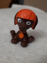 Nickelodeon Paw Patrol Mini Brown Dog Figure Zuma Rescue Pup 2&quot; Toy Orange Hat - £2.54 GBP