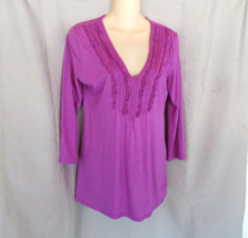 Gap top tunic  ruffle V neck   M/S  purple  long sleeves - £10.14 GBP