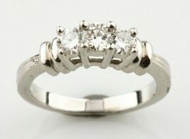 Platinum Three Stone Round Diamond Ring Size 3.75 TDW = 0.40 ct - $2,277.00