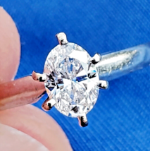 EARTH MINED DIAMOND Engagement Ring SOLID 14K WHITE GOLD Hand made Solitaire 7 - $3,320.25