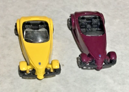Two MAISTO PLYMOUTH PROWLER CONVERTIBLE, PURPLE, &amp; YELLOW 1;64 - £7.80 GBP