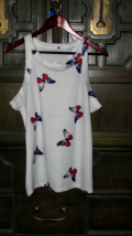 ladies patriotic TANK TOP x lg red white blue butterflies (clothes NN) - £9.55 GBP