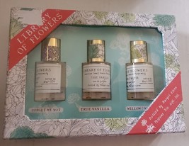 Library Of Flowers Perfume Trio Set Forget Me Not True Vanilla Willow &amp; Water - £52.85 GBP
