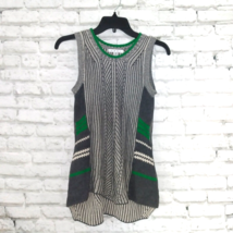 CAbI Trident Tunic Womens XS Gray Green Striped Knit Sleeveless Sweater Tank Top - £20.09 GBP