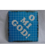 80s Vtg O MI God Humor Funny Blue Button Pinback - £11.75 GBP