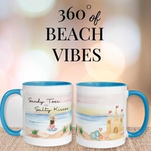 Sandy Toes and Salty Kisses Beach Mug Coastal Coffee Cup with Ocean Wrap... - $6.32