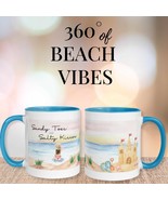 Sandy Toes and Salty Kisses Beach Mug Coastal Coffee Cup with Ocean Wrap... - $8.67 CAD