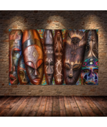 African Kuba Face Masks Canvas Wall Poster - No Frame - £24.37 GBP