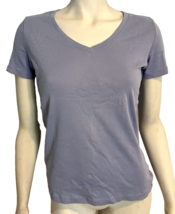 Eddie Bauer Women&#39;s Knit T-Shirt V-Neck Periwinkle M - $12.34