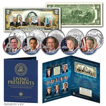 Living Presidents U.S $2 Bill w/ 5-Coin Statehood Quarter Set Large 8x10 Display - £22.15 GBP