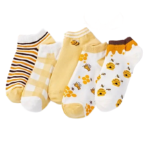 5 Pairs Socks Bumble Bee Low Cut Ankle Cute Insect Women&#39;s Stockings Hos... - £10.46 GBP