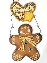 Sweet Gingerbread Man Hanging Ornament Wood 15.5&quot; x 6.25&quot; - $11.29