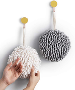 Fuzzy Ball Towel (Set of 2) White and Gray - Dry Your Hand Instantly Con... - €15,40 EUR