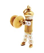 Vintage 14K Gold Movable Pearl People Marching Band Cymbalist Charm - £294.27 GBP