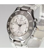 Cartier 2424 Quartz Chronoscaph Watch with Steel and White Rubber Band - $4,621.79
