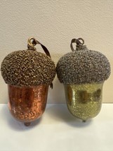 Pottery Barn Large Mercury Glass Acorn Christmas Ornament Beaded Top Set... - £20.15 GBP