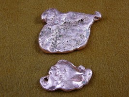 R602-82) 2 pieces Copper solid nuggets nugget element Cu metal MI state specimen - £8.83 GBP
