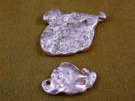 R602-82) 2 pieces Copper solid nuggets nugget element Cu metal MI state specimen - £8.97 GBP