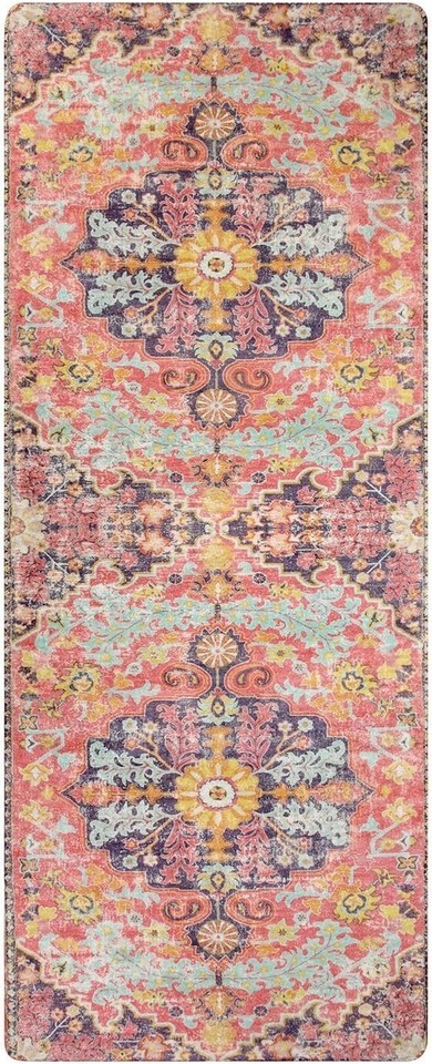 Vibrant 2x5 Fuchsia Kitchen and Laundry Runner Rug - Machine Washable Boho Style Item image 11