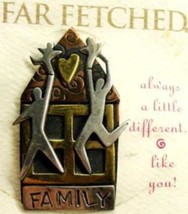 Far Fetched Family Brooch Pin Copper &amp; Brass Patina NWC Vtg Sterling Silver 925 - £27.46 GBP