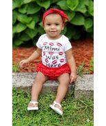 Personalized Mimi Grandma Baby Girl Outfit, Red Ruffle Bloomers, Headband Set - $20.00