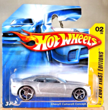2007 Hot Wheels #2 First Editions 2/36 Chevy Camaro Concept Silver OH5 Short Card - £9.41 GBP
