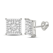 Authenticity Guarantee 
10kt White Gold Womens Round Diamond Square Earrings ... - £433.12 GBP