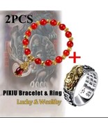 2 pc Chinese Feng Shui Amulet Wealth and Lucky Red Ring Bracelet - $9.41