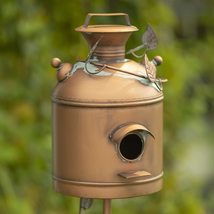 Copper Colored Unique Metal Birdhouse Garden Stakes (Milk Jug) - $109.95