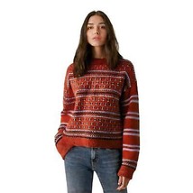 Red Fair Isle Thick Handknit Turtle Neck Vintage 70&#39;s Sweater l Size M - £42.09 GBP