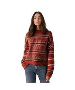 Red Fair Isle Thick Handknit Turtle Neck Vintage 70&#39;s Sweater l Size M - $74.70 CAD