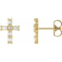 Authenticity Guarantee 
14k Yellow Gold Rose Cut Diamond Cross Stud Earrings - £579.79 GBP