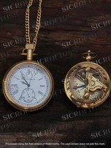 Antique Vintage Elgin Brass Pocket Watch With Brass Pocket Sundial Compass Gift. - £28.99 GBP