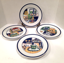 Williams Sonoma PARISIAN CAFE Salad Dessert Plates Set of 4 Paris France 7.75&quot; - £22.42 GBP