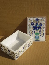 6&quot;x4&quot;x2.5&quot; Decorative White Marble Jewelry Box Fine Handmade Malachite Gifts - £484.96 GBP