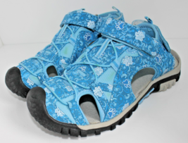 Animal Rescue Site Women&#39;s Size 8 Blue Paw Print Closed Toe Hiking Sandals - $16.99