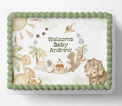 DINOSAUR BABY SHOWER Cake Topper Edible Image Dinosaur baby shower cake Decorati - £16.58 GBP+