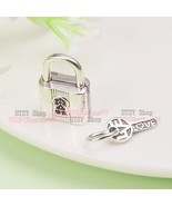 2023 Valentine&#39;s Day Release 925 Sterling Silver Padlock and Key Dangle ... - £14.63 GBP