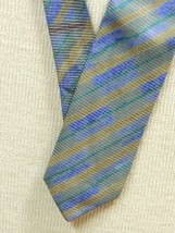 Vintage Giorgio Armani Italy Neck Tie/Necktie Silk gray purple green 57"... - $13.94