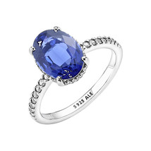 Authentic Pandora Sparkling Statement Blue Halo Ring - Ring Size 9 - $77.52