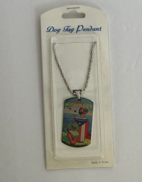 Bandera Puerto Rico Dog Tag coqui Conga - $9.49