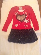 Mothers Day Beautees dress Size 4 red hearts sequin bubble hem holiday - £11.87 GBP