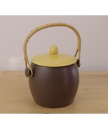 Poole England Twintone Biscuit Barrel Sepia Brown Sweetcorn Yellow 1950s... - $44.66 CAD
