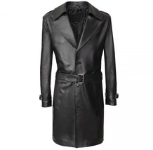 Men&#39;s Leather Long Coat Trench Coat Genuine Lambskin Leather Full Length... - $158.40