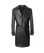 Men&#39;s Leather Long Coat Trench Coat Genuine Lambskin Leather Full Length... - $158.40