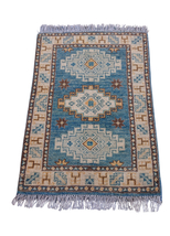 Handmade Oriental Kazak Blue Door Mat Rug - £110.17 GBP