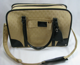 Joy Mangano Travel Duffel Carry On Bag Divided Compartments Camel Black Luggage - £19.32 GBP