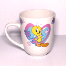 Vintage Looney Tunes Tweety Bird Coffee Mug Tea Cup 4&#39; Butterflies/heart - £9.34 GBP